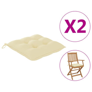 Galleria Design Chair Cushions 2 pcs Cream White 40x40x7 cm Oxford Fabric