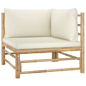 Galleria Design Garden Corner Sofa with Cream White Cushions Bamboo