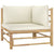 Galleria Design Garden Corner Sofa with Cream White Cushions Bamboo