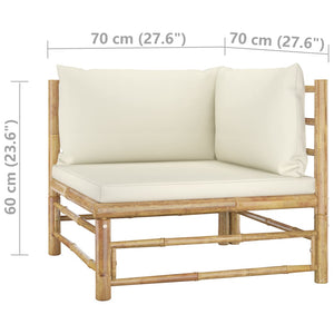 Galleria Design Garden Corner Sofa with Cream White Cushions Bamboo