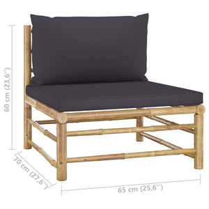 Galleria Design 3 Piece Garden Lounge Set with Dark Grey Cushions Bamboo