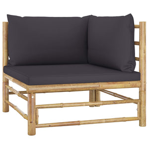 Galleria Design Garden Corner Sofa with Dark Grey Cushions Bamboo