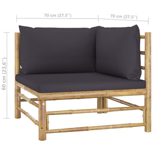 Galleria Design Garden Corner Sofa with Dark Grey Cushions Bamboo