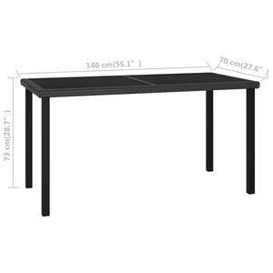 Galleria Design Garden Dining Table Black 140x70x73 cm Poly Rattan