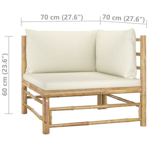 Galleria Design 5 Piece Garden Lounge Set with Cream White Cushions Bamboo