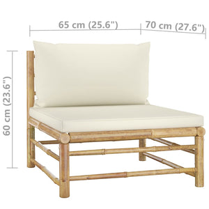 Galleria Design 5 Piece Garden Lounge Set with Cream White Cushions Bamboo