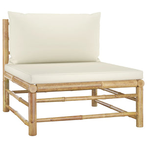 Galleria Design 5 Piece Garden Lounge Set with Cream White Cushions Bamboo