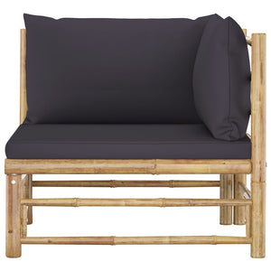 Galleria Design 2 Piece Garden Lounge Set with Dark Grey Cushions Bamboo