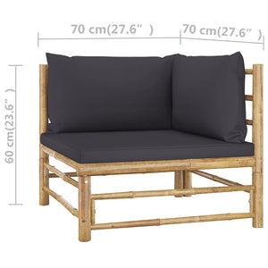 Galleria Design 2 Piece Garden Lounge Set with Dark Grey Cushions Bamboo