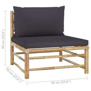 Galleria Design 10 Piece Garden Lounge Set with Dark Grey Cushions Bamboo