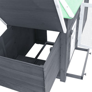 Galleria Design Chicken Coop with Nest Box Grey 190x72x102 cm Solid Firwood