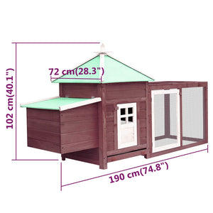 Galleria Design Chicken Coop with Nest Box Mocha 190x72x102 cm Solid Firwood