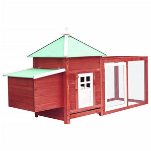 Galleria Design Chicken Coop with Nest Box Red 190x72x102 cm Solid Firwood