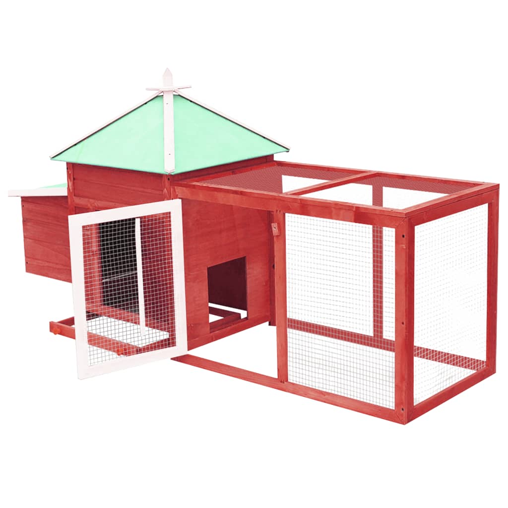 Galleria Design Chicken Coop with Nest Box Red 190x72x102 cm Solid Firwood