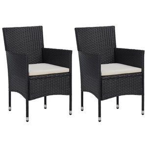 Galleria Design 3 Piece Garden Dining Set Black Poly Rattan and Glass