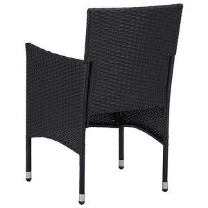 Galleria Design 3 Piece Garden Dining Set Black Poly Rattan and Glass