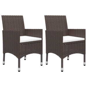 Galleria Design 3 Piece Garden Dining Set Brown Poly Rattan and Glass