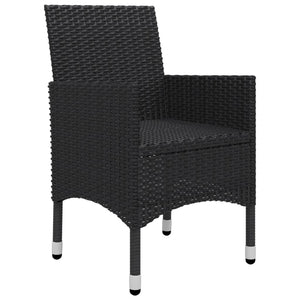 Galleria Design 3 Piece Bistro Set Poly Rattan and Tempered Glass Black