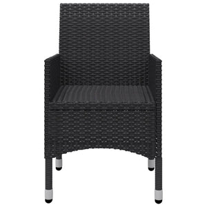 Galleria Design 3 Piece Bistro Set Poly Rattan and Tempered Glass Black