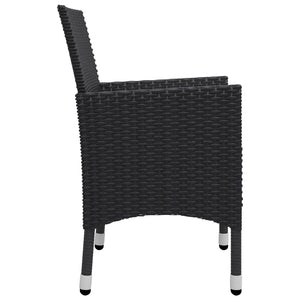 Galleria Design 3 Piece Bistro Set Poly Rattan and Tempered Glass Black