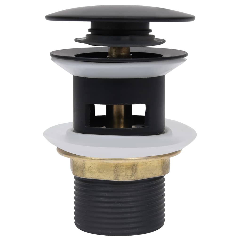 Galleria Design Push Drain with Overflow Function Black 6.4x6.4x9.1 cm