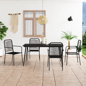 Galleria Design 5 Piece Garden Dining Set Cotton Rope and Steel Black