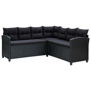 Galleria Design 6 Piece Garden Lounge Set with Cushions Poly Rattan Black