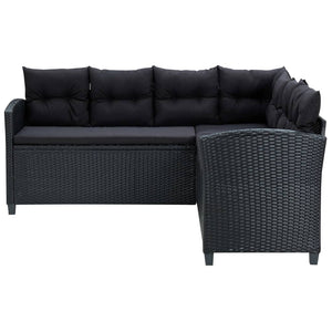 Galleria Design 6 Piece Garden Lounge Set with Cushions Poly Rattan Black