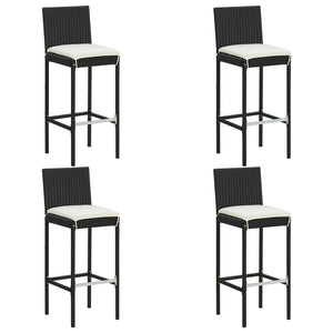 Galleria Design 5 Piece Garden Bar Set with Cushions Poly Rattan Black