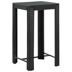 Galleria Design 3 Piece Outdoor Bar Set with Cushions Poly Rattan Black