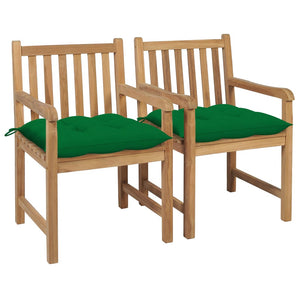 Galleria Design Garden Chairs 2 pcs with Green Cushions Solid Teak Wood