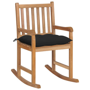 Galleria Design Rocking Chair with Black Cushion Solid Teak Wood