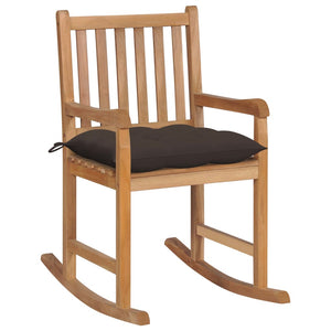 Galleria Design Rocking Chair with Taupe Cushion Solid Teak Wood