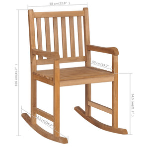 Galleria Design Rocking Chair with Taupe Cushion Solid Teak Wood