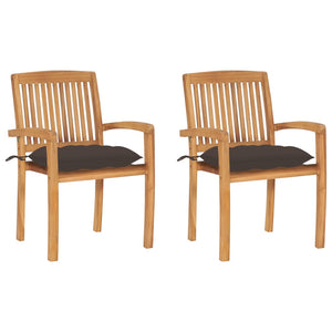 Galleria Design Garden Chairs 2 pcs with Taupe Cushions Solid Teak Wood