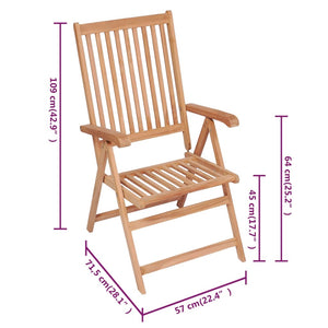 Galleria Design Reclining Garden Chairs 4 pcs Solid Teak Wood