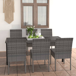 Galleria Design 7 Piece Garden Dining Set Poly Rattan Grey