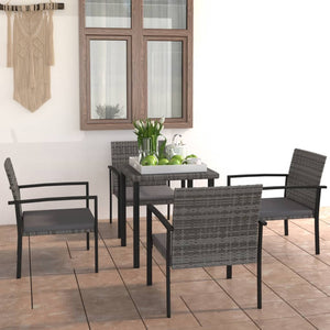 Galleria Design 5 Piece Garden Dining Set Poly Rattan Grey