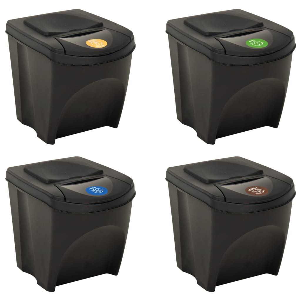 Galleria Design Stackable Dustbins 3 pcs Anthracite 75 L