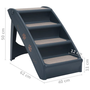 Galleria Design Folding 4-Step Dog Stairs Dark Grey