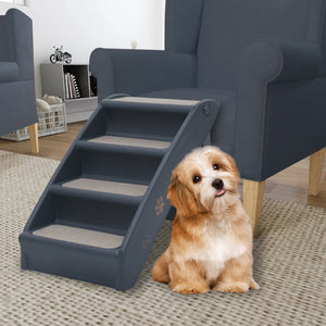 Galleria Design Folding 4-Step Dog Stairs Dark Grey