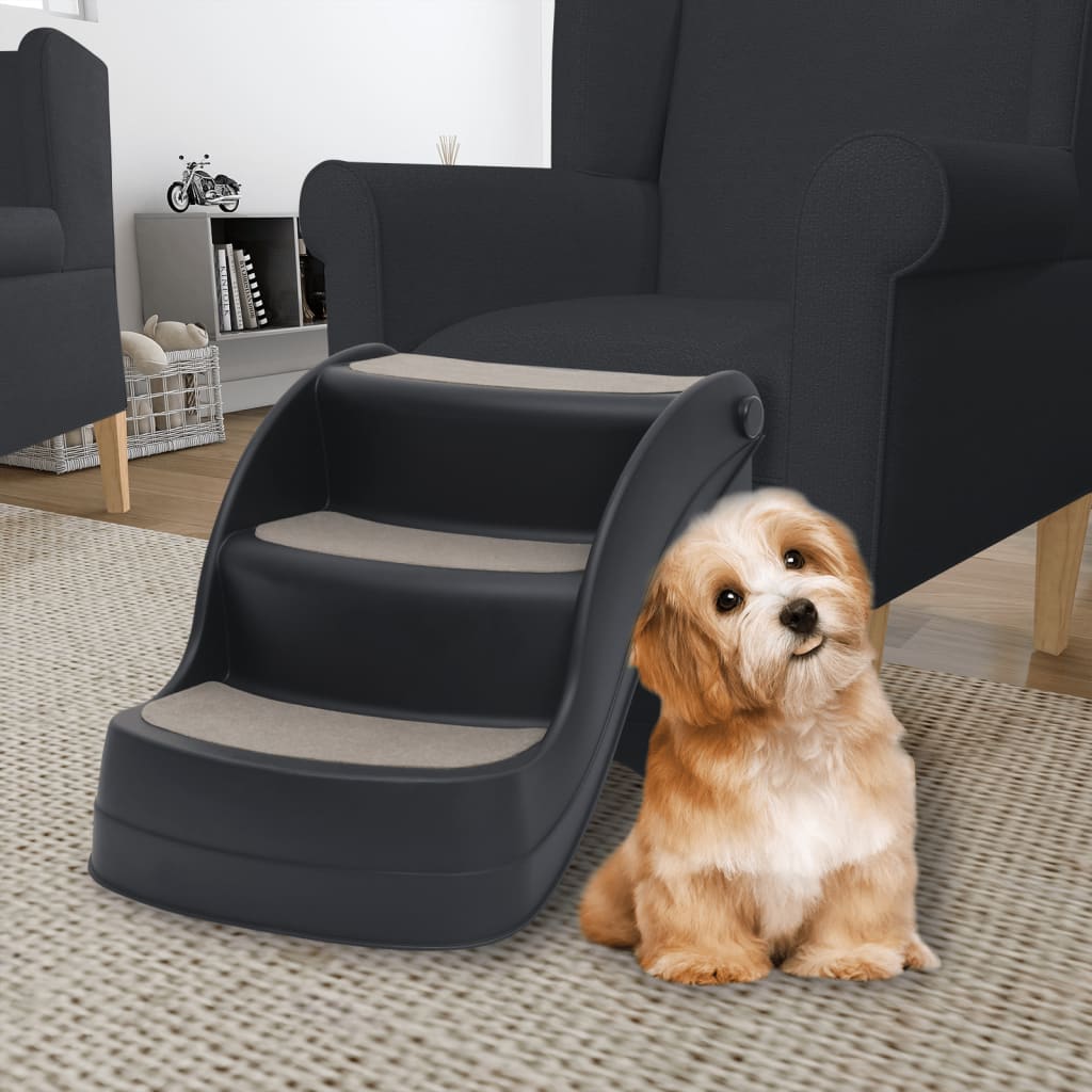 Galleria Design Folding 3-Step Dog Stairs Black