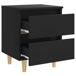 Galleria Design Bed Cabinets with Solid Pinewood Legs 2 pcs Black 40x35x50 cm