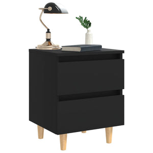 Galleria Design Bed Cabinets with Solid Pinewood Legs 2 pcs Black 40x35x50 cm