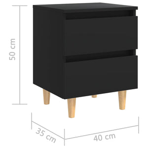 Galleria Design Bed Cabinets with Solid Pinewood Legs 2 pcs Black 40x35x50 cm