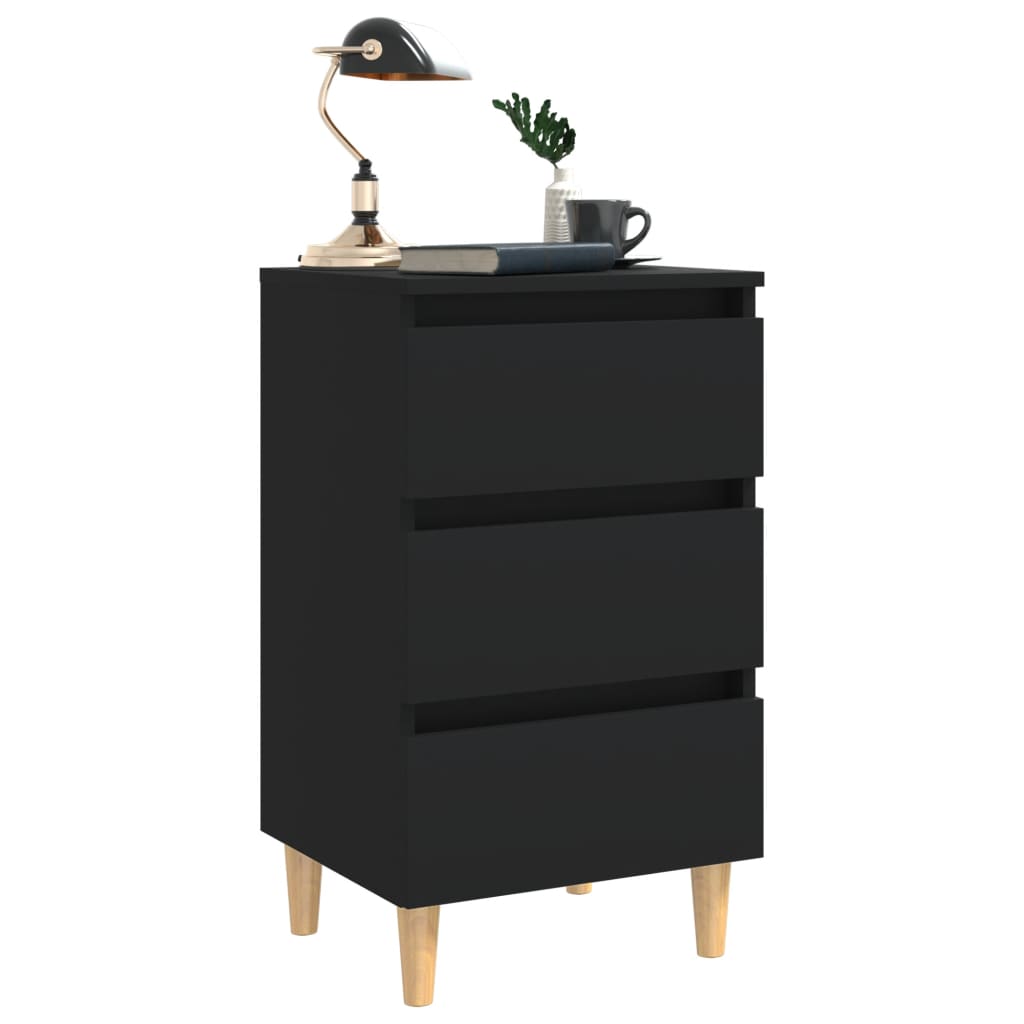 Galleria Design Bed Cabinets with Solid Wood Legs 2 pcs Black 40x35x69 cm