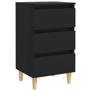 Galleria Design Bed Cabinets with Solid Wood Legs 2 pcs Black 40x35x69 cm