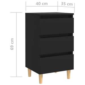 Galleria Design Bed Cabinets with Solid Wood Legs 2 pcs Black 40x35x69 cm