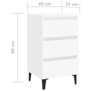 Galleria Design Bed Cabinet with Metal Legs 2 pcs White 40x35x69 cm