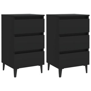 Galleria Design Bed Cabinet with Metal Legs 2 pcs Black 40x35x69 cm